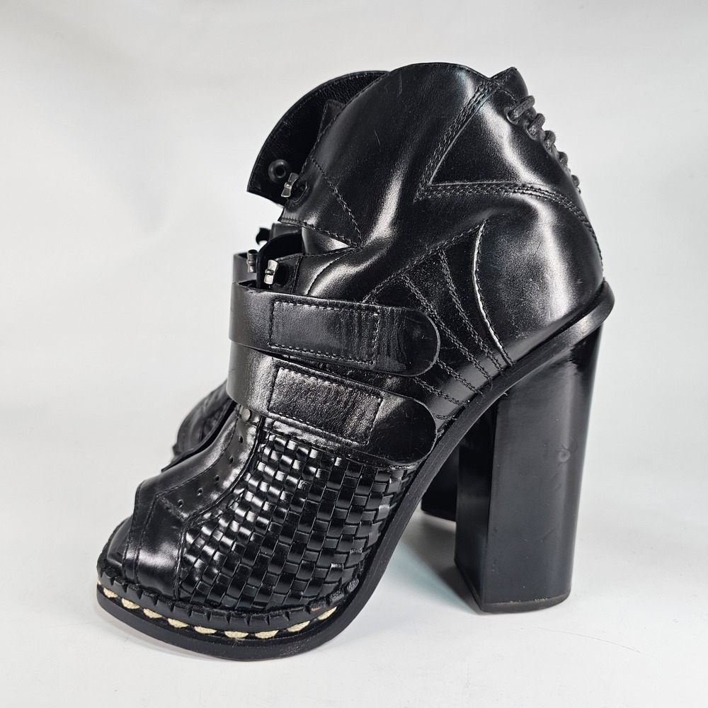 Proenza Schouler Runway Platform Block Heel Womens 6 Woven Chunky Booties Steam